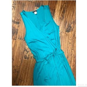 GORGEOUS Turquoise Maxi Wrap dress with bow